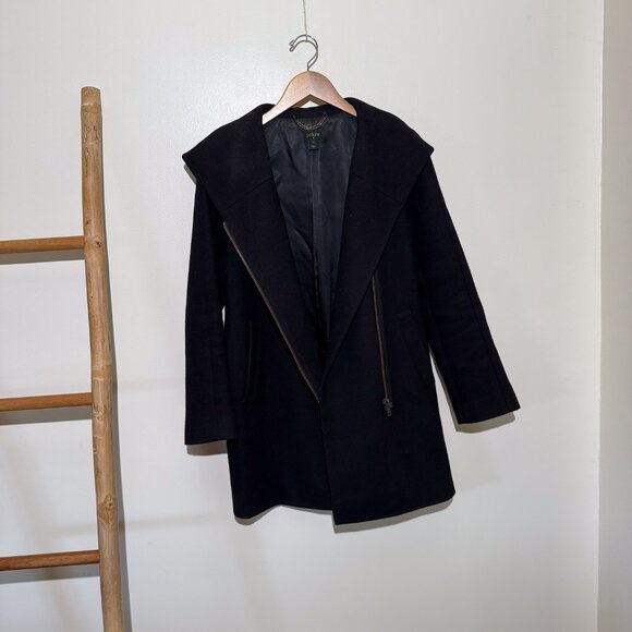 J. Crew Vintage Green tag Wool Blend Long City Coat in Black Size 2 - Picture 6 of 7